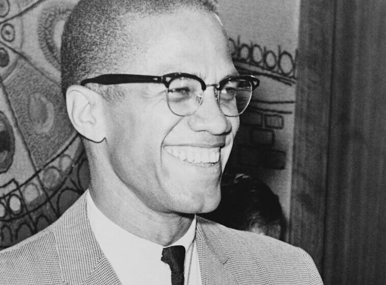 Malcolm X, half-length portrait, facing right.